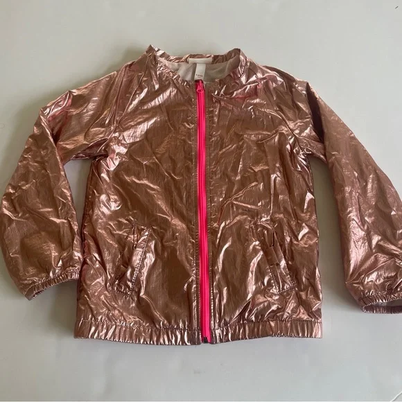 Cat & Jack Water Resistant Rose Gold Zip Front Bomber - Picture 2 of 4